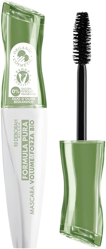 Deborah Milano Mascara, pure organic formula, volume and strength, high tolerance without parabens, volumizing and strengthening effect, long lasting, gives nourished and strong eyelashes, black, 12