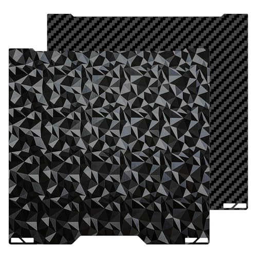 HIKUDIY 355x346mm PET PEO Double Side Build Plate for Bambu Lab H2S/H2D Smooth Diamond PEO+Carbon Fiber PET Spring Steel Sheet Plate for Bambulab H2D 3D Printer