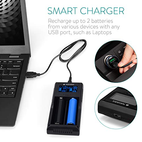Akku-Ladegerät Navaris Dual für Lithium-Batterien mit LCD-Display