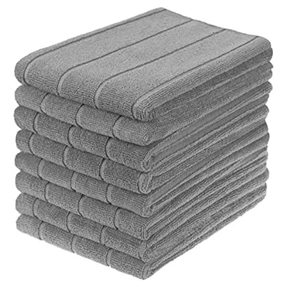 gryeer 8er-Set Mikrofaser Geschirrtücher, super saugfähig, extra große und Dicke Küchentücher, gestreift, 70 x 50 cm…