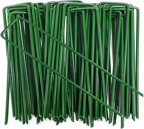 6 Inch Garden Stakes Galvanized Landscape Staples U-Type Turf Staples for Artificial Grass Rust Proof Sod Pins Stakes for Securing Fences Weed Barrier Outdoor Wires Cords Tents Tarps 50 Pcs