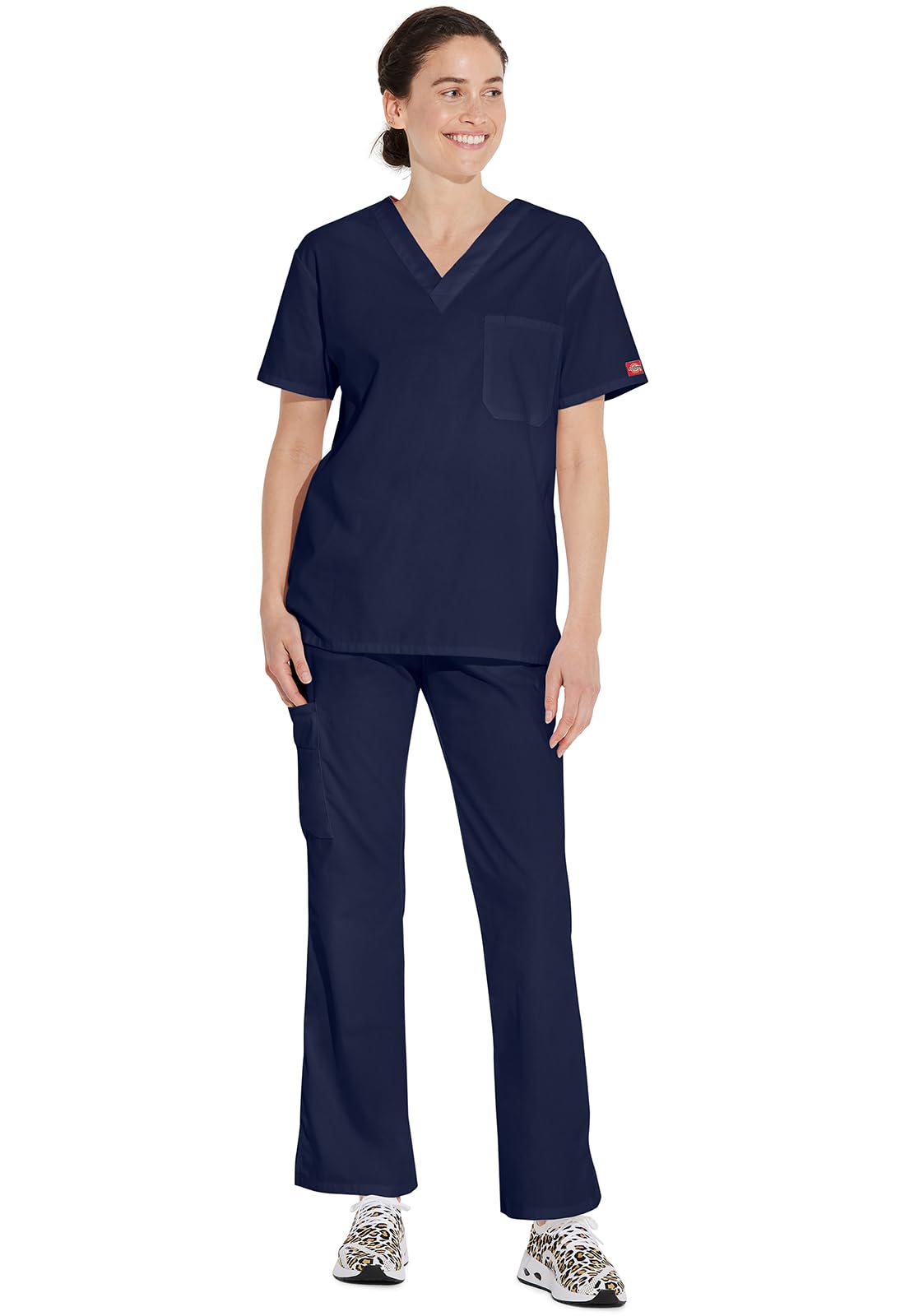 Dickies EDS Signature Scrubs dla kobiet i peelingi dla mężczyzn, unisex jedna kieszeń dekolt w serek top z miękkiej szczotkowanej popeliny 83706