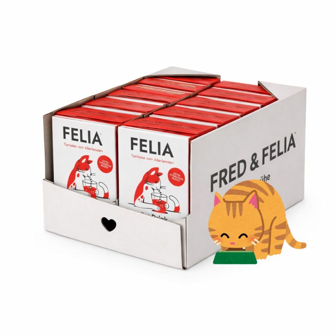 ANIMALUJOS- FELIA Batido de Pollo y Bebida de Ternera para Gatos 10 x 190 g o Mix Alimento Complementario Líquido y Topping Sin Azúcar Fred&FELIA (Pack 10 Unidades, Caldo de Ternera)