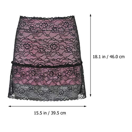 SOIMISS Saia de Renda Patchwork Escavar Cintura Alta Nádegas Saia Curta Mini Saia Ver Através de UM-