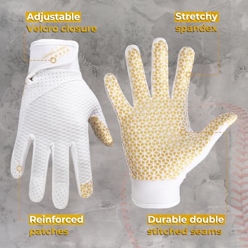 Image of HANDLANDY Baseball Batting Gloves for Adult Youth, Grip Breathable Softball Batting Gloves Fit Men Kids Boys Girls