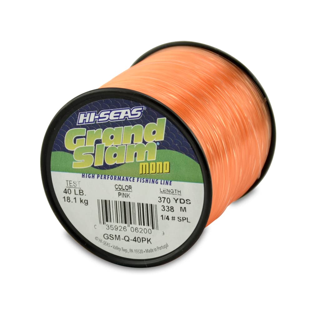 HI-SEAS Grand Slam Monofilament Fishing Line - Strong & Abrasion Resistant in Clear, Pink, Green, Smoke Blue, Fluorescent Yellow Freshwater &