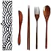 Juego de Cubiertos de Estilo Japonés, 4 Piezas Juego de Cubiertos de Madera Reutilizable, Tenedores de Cuchara de Madera Natural, pour Banquetes, Buffet, Catering, Vida Diaria