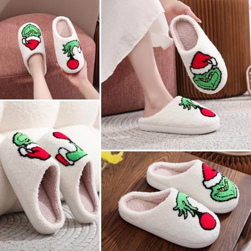Christmas Slippers for Women Men Cozy Plush Memory Foam Indoor House Shoes Holiday Fuzzy Slippers for Adults and Teens3
