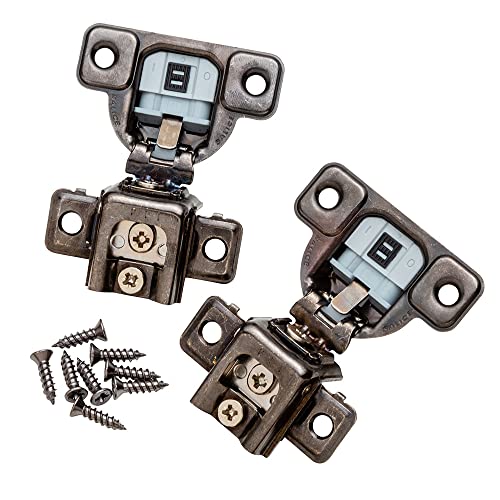 Salice 106° Zero-Protrusion Soft-Close Compact Hinges for Face Frame Cabinets, Titanium Finish, 1'' Overlay