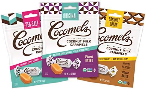 Cocomels Coconut Milk Caramels, Original, Sea Salt, and Coconut Sugar, Organic Candy, Dairy Free, Vegan, Gluten Free, Non-GMO, No High Fructose Corn Syrup, Kosher, Plant Based, (Variety 3 Pack)