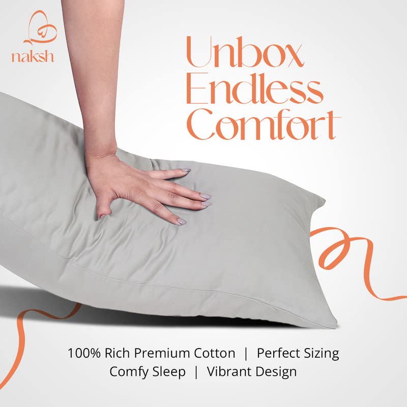 Image of NAKSH Cotton 210 TC Plain Pillow Covers Set of 2, Silver Pillow Cover |Sleep Pillow Covers (18 in x 27 in) |Soft Pillows Covers Cotton for Big Pillows