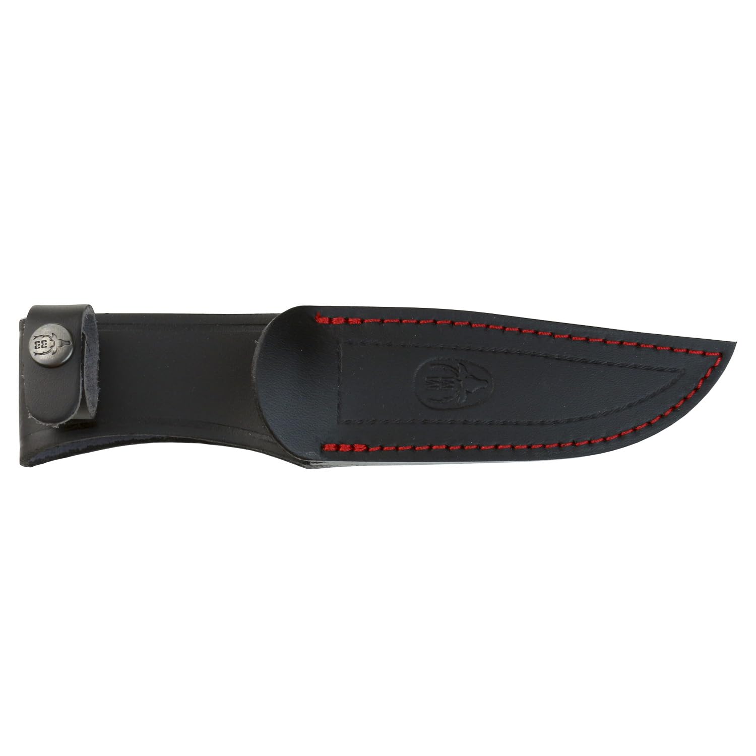 Muela POINTER-12M - Coltello da caccia con manico in Micarta nero e blu, in acciaio MOVA (1.4116), con fodero in pelle nera + biglietto regalo multiuso.
