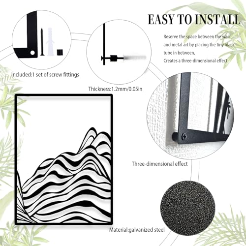 Pduoduo Modern minimalist line metal mountain wall art decor,Abstract mountain range home decor,Mountain rustic metal hanging sign(W:53inch,H:23.6inch) - Image 3