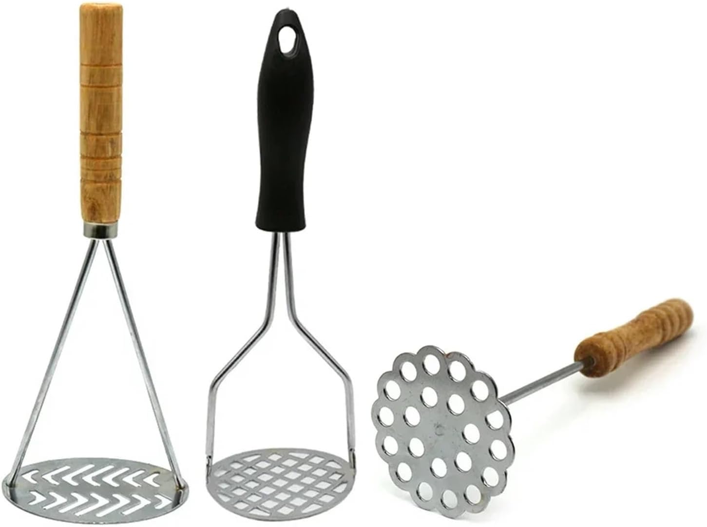 Stainless Steel Potato Masher With Broad Mashing Plate For Smooth Mashed Fruit Vegetable Tools Press Crusher For Cooking(HX)