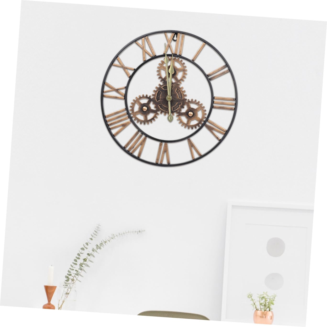 Reloj de Pared Decorativo Estilo Industrial Americano, Reloj Colgante Redondo de Hierro para Salón y Oficina