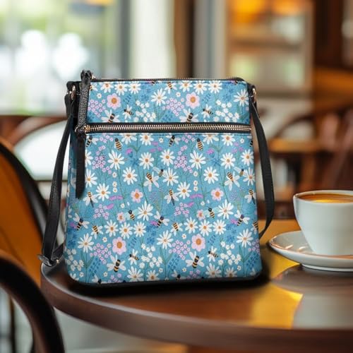 Image of Leather Purses for Women, Leather Hobo Bags for Women Travel Sling Purse Triple Zippered Pockets Shoulder Bag