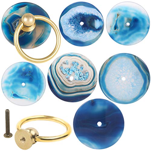 KYEYGWO Pack of 4 Round Agate Slice Cabinet Drawer Knobs Cupboard Door Knobs Pull Handle Knobs for Door Cabinet Drawer Dresser Wardrobe - Image 3