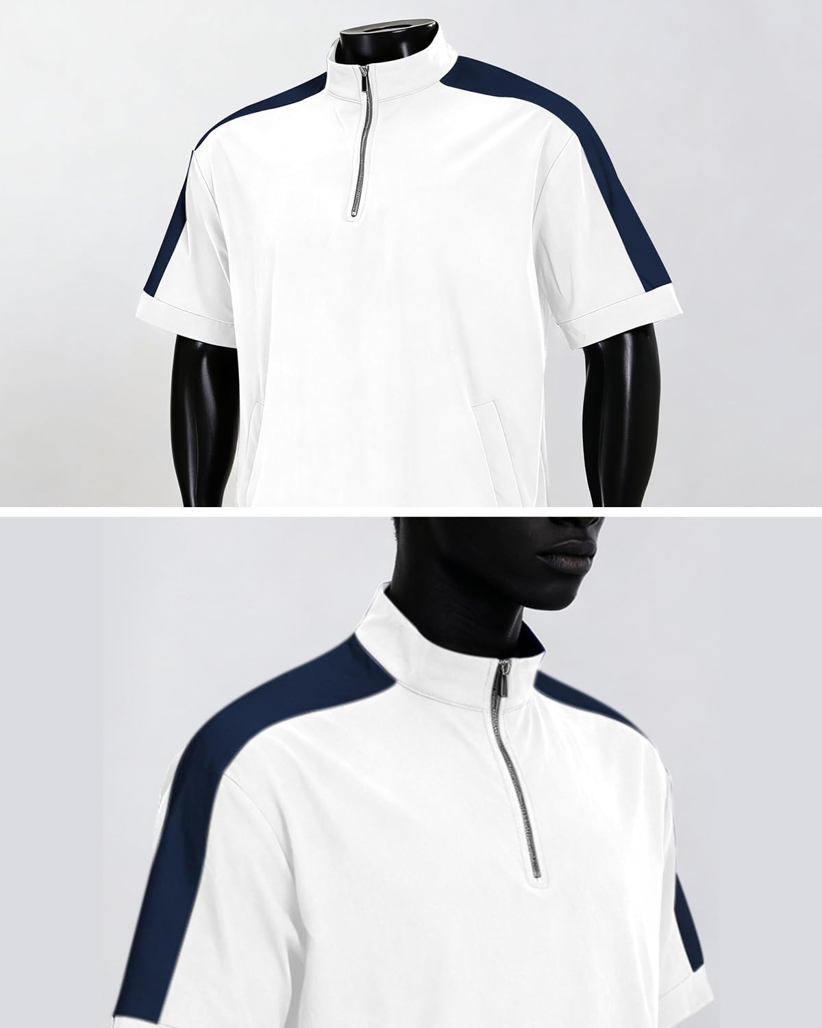 Opomelo Mens Cage Jacket Weather-Resistant Windbreaker Lightweight Short Sleeve Waterproof Workout Golf Polo Pullover - Image 5