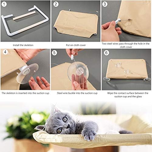 Inntek Cat Hammock, Cat Bed, Cat Seat, Pet Hanging Bed, Cat Window Perches, Cat Hammock with Suction Cup 55 * 35cm Durable for Pet 20Kg