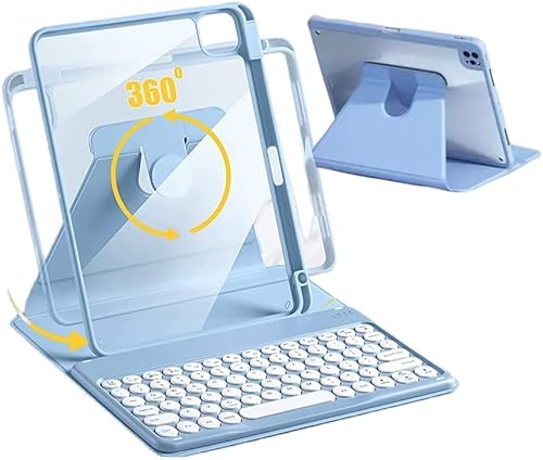 Funda de teclado para iPad de 987 generaciĂłn, iPad 10.2 con teclado, teclas redondas desmontables giratorias, cubierta transparente con soporte para Funda de teclado para iPad de 987 generaciĂłn, iPad 10.2 con teclado, teclas redondas desmontables giratorias, cubierta transparente con soporte para