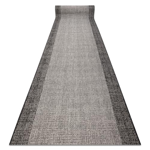 Alfombra Läufer Sisal 6053 negra para decorar entradas modernos de 100x140 2