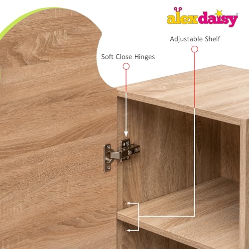 Image of Alex Daisy Holland Storage Cabinet Wardrobe Bookshelf for Kids Boys & Girls | Chemical-Free Soft-Close Scratch-Resistant Engineered Wood | Adjustable Shelves | Year Warranty (Green)