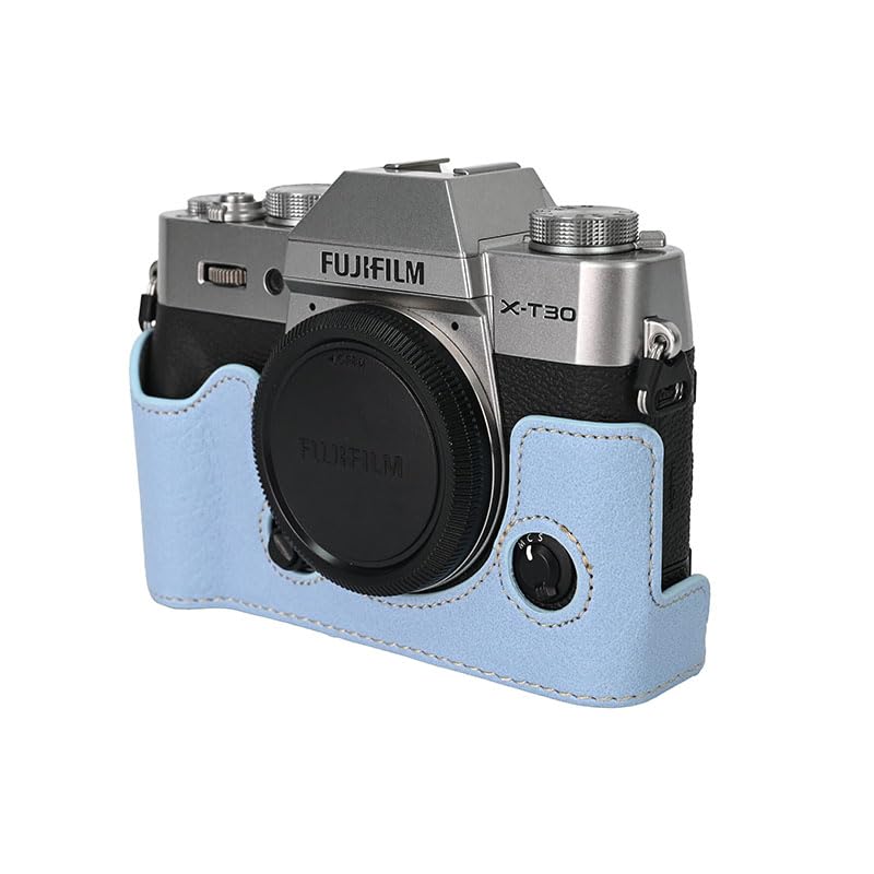 Funda Mitad para Cámara Fujifilm X-T30 en Cuero PU Azul miniatura 4
