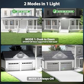 iMaihom 100W Dusk to Dawn Outdoor Lighting, 10000LM Plug in Flood Lights with Remote Control, 2 Modes IP65 Waterproof Led Exterior Security Light with Photocell, 6500K Floodlight for Yard Garage Black