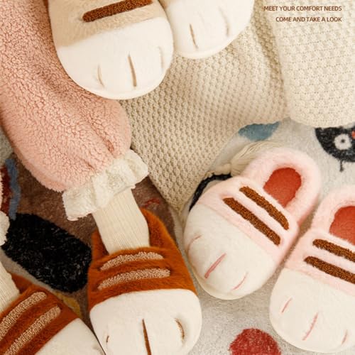 Cat Paw Slippers, 3D Cute Cartoon Cat Paw Slippers for Women, Winter Cozy Warm Furry Home Slides3