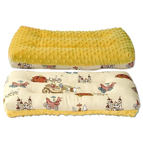 Image of Reidio 1Pcs Toddler Pillow Double Sided Breathable Soft Cotton & Minky Dot Fabric Kids Pillow Cute Small Pillow Machine Washable (Yellow)