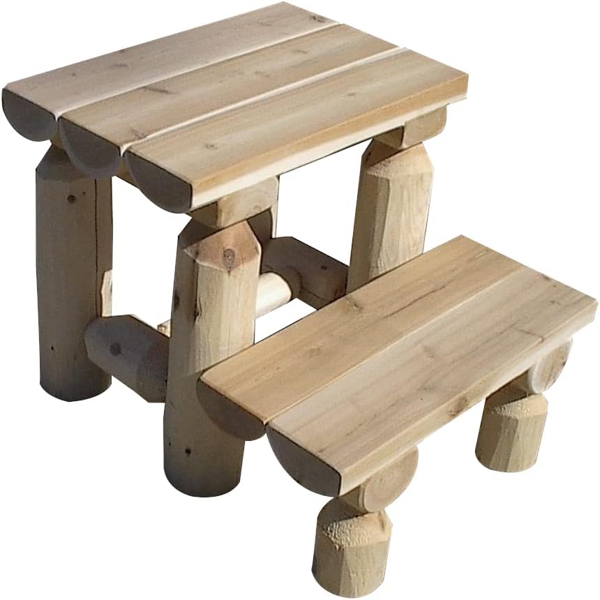 Furniture Barn USA White Cedar Log Step Stool