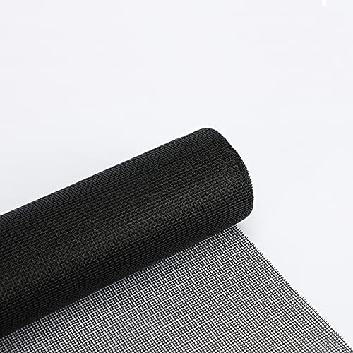 Erlyeen Window Screen Mesh Roll Replacement Fiberglass Screen DIY Adjustable Screen for Windows Doors Patio Screen and Pet Screen(Black 60