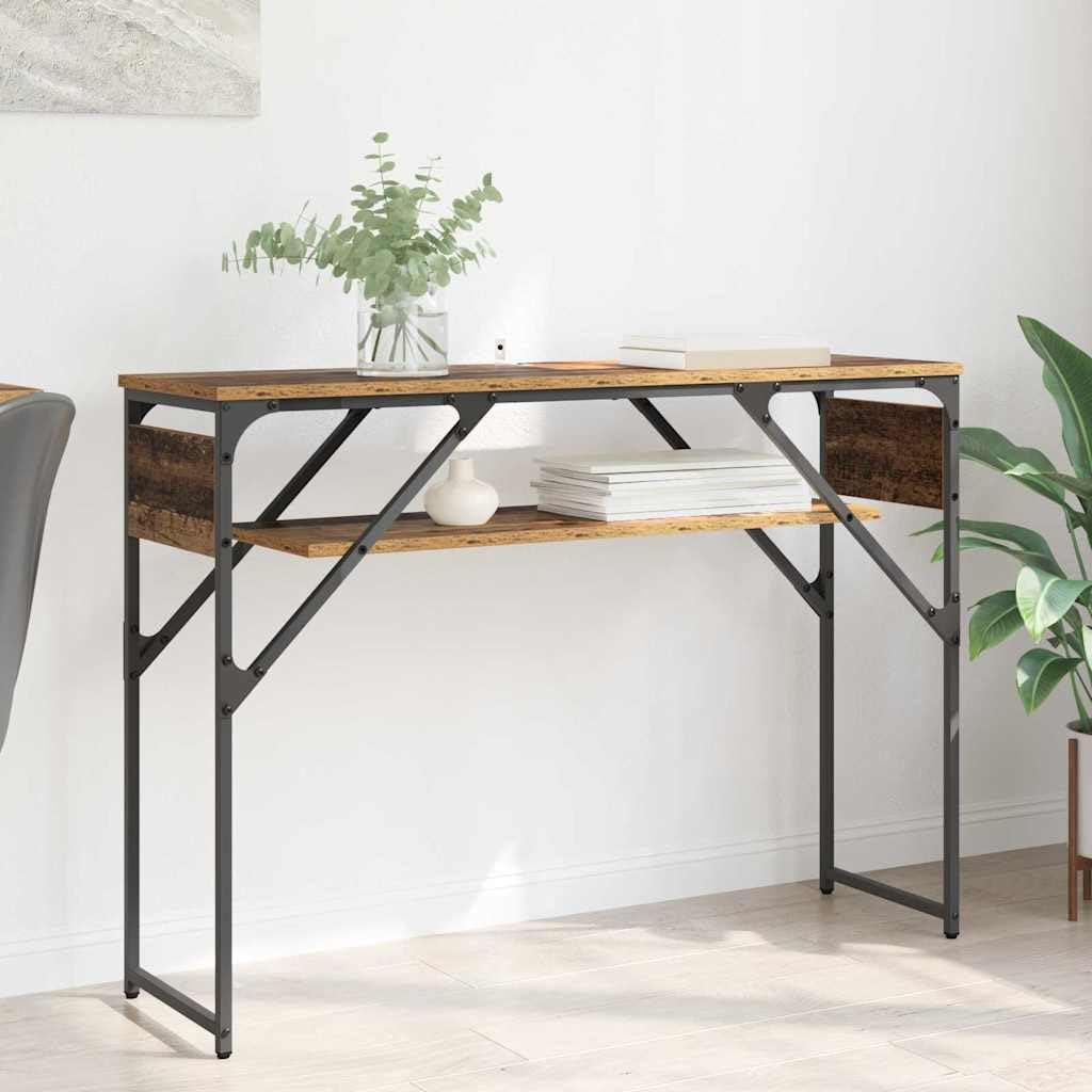 Console en bois robuste de 105 cm avec cadre en métal revêtu pour un intérieur élégant