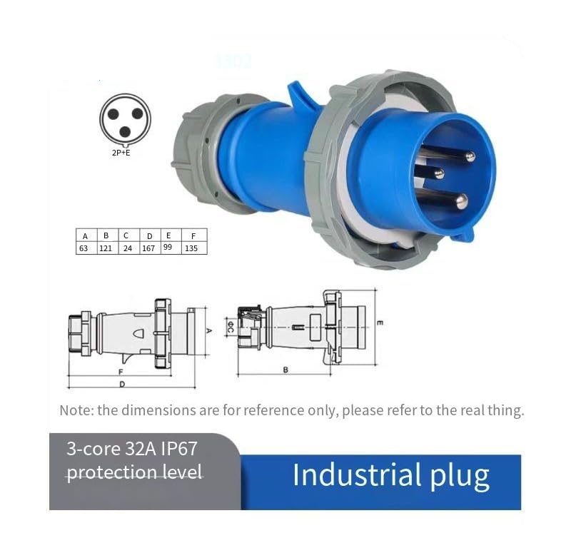 1pc 32A 3-Pin IP67 Waterproof Industrial Plug MN3302 - Electrical Connector for Outdoor Use