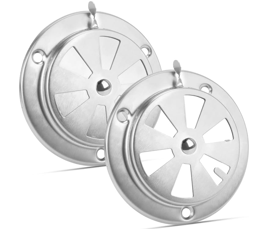 2 pezzi bocchette di ventilazione in acciaio inox - 95 mm griglia di ventilazione rotonda richiudibile, aeratore rotondo regolatore di ventilazione, piastra di ventilazione per griglia, fornello a gas