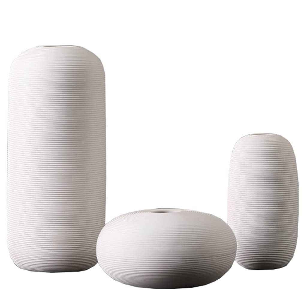 ceramic vase, Set of 3 Small White Vases, Rustic Vase, Home Decor for Bookshelves, Tables, Entryways