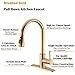 TRUSTMI Brass Single Handle Pull Down Kitchen Faucet with 10 Inch Deck Plate, Brushed Gold
