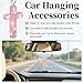 Cross for Car Mirror Hanging, Bling Cars Pendant Charm, Double-Sided Diamond Christian Cross Rearview Mirror Accessories, Car Accessories for Women (Pink)