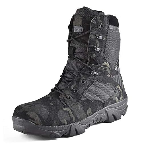 LiliChan pour des Hommes Tactique Bottes Delta Zip latéral Militaire Travail 8 Pouces Armée Chaussures (CP-Noir, Numeric_43)