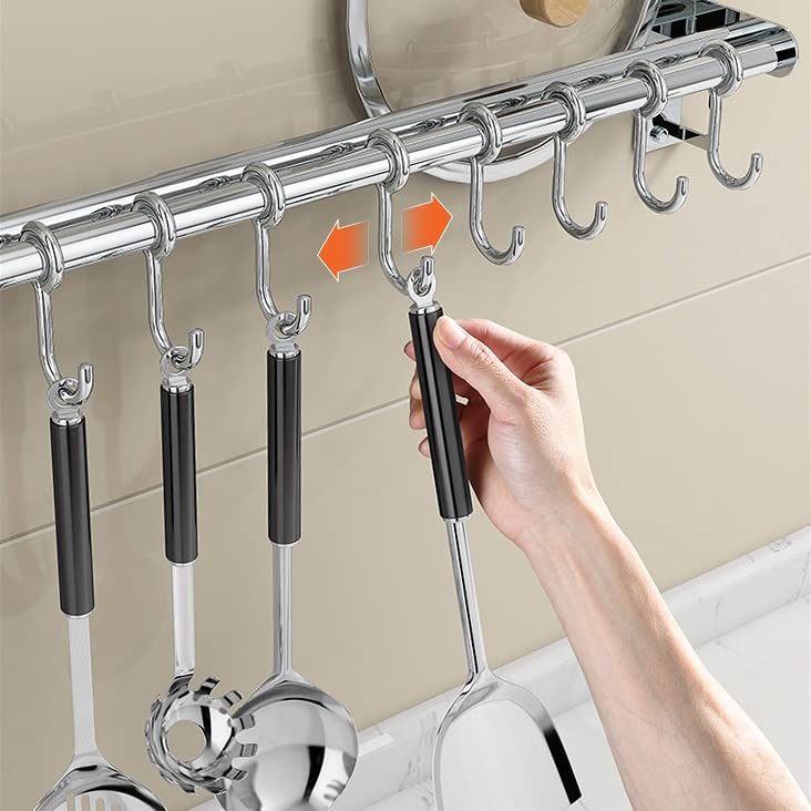 Colgante de Utensilios de Cocina, Colgante de Utensilios de Cocina, gestor de Colgante de Utensilios de Cocina de Pared de 40/50 cm, gestor de guía de Acero Inoxidable sin perforación,40cm