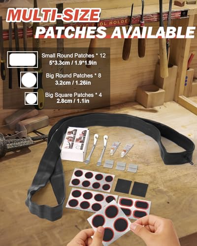 Zacro Bike Tire Repair Kit, Bicycle Inner Tube Puncture Patch Kits with 24 PCS Vulcanizing Patches, 2 Premium Stainless Steel Levers,Portable Flat Tire Fix Kit for MTB, E-Bike - Thumbnail 3