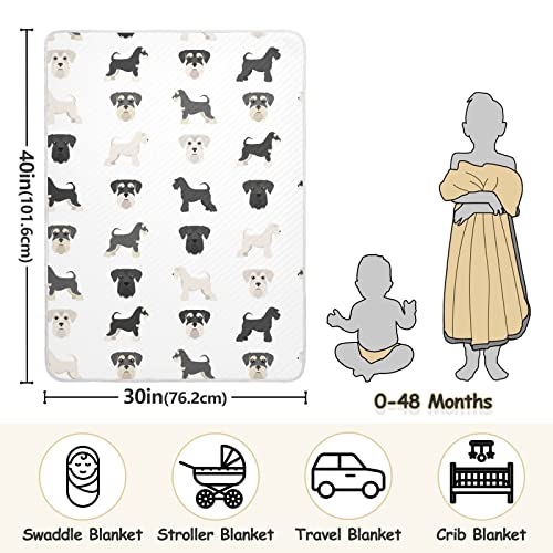 Image of Swaddle Blanket for Infants, Miniature Schnauzer Dogs, Cotton, Lightweight Soft Swaddling Blanket for Crib, Stroller, Nursery, 30X40 in