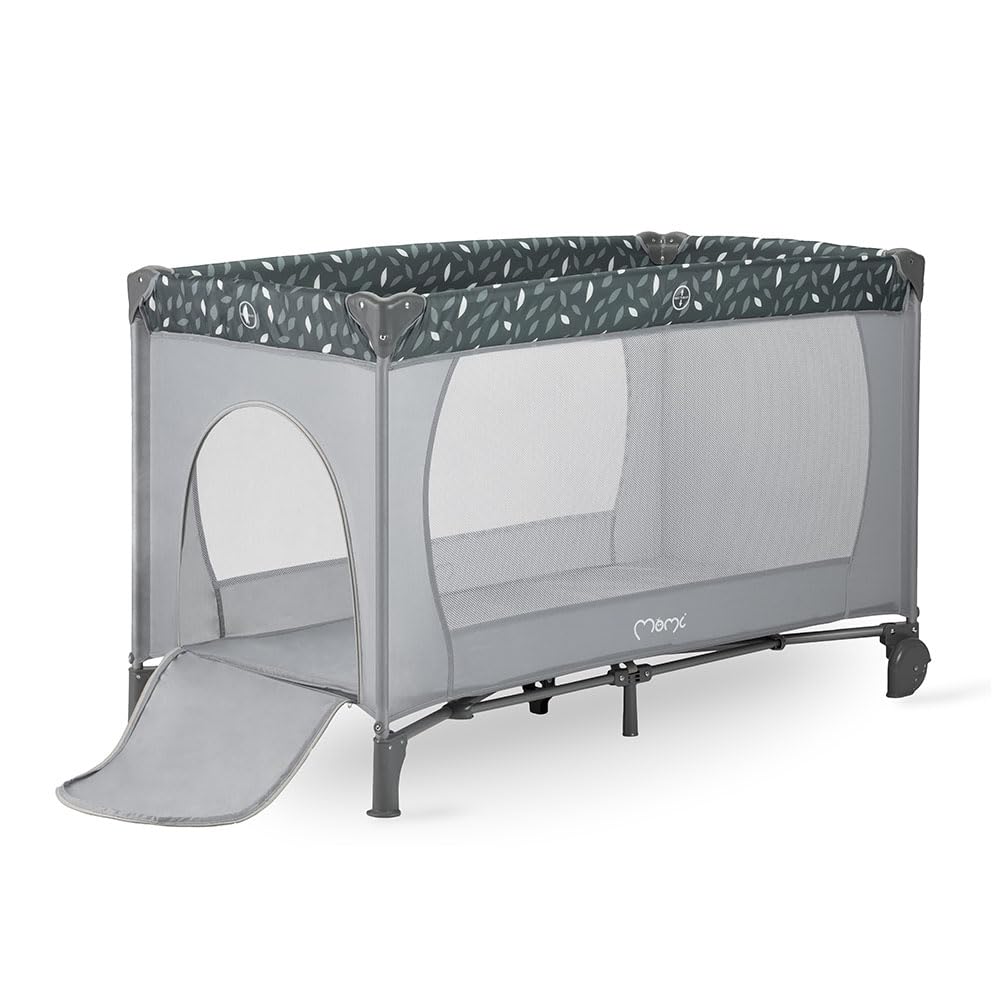 Momi Lit de Voyage BELOVE, pour Les Enfants Jusqu’à 15 kg de Poids corporel, Largeur 65 x Longueur 125 x Hauteur 78 cm (plié 21 x 23 x 80 cm), lit de Voyage pour Enfants avec Matelas, 2 Roues