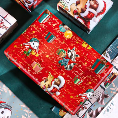 image for Dtiafu Christmas Wrapping Paper Bundle for Kids Boys Girls Women - 12 