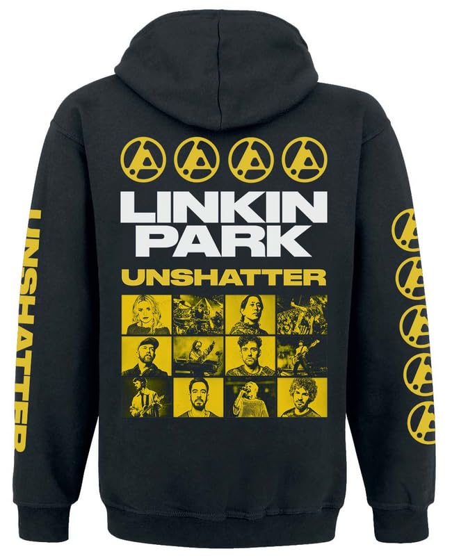 Linkin Park Unshatter Photo Uomo Felpa con Cappuccio Nero 50% Cotone, 50% Poliestere Regular