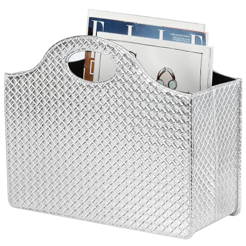 HofferRuffer Revistero con asa, revistero plegable de piel sintética, soporte para documentos, cesta de revistas,...
