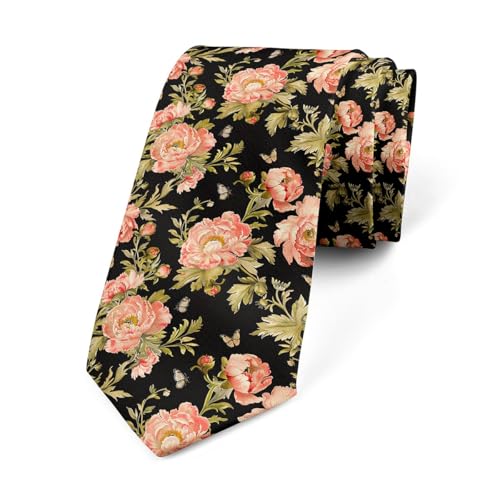 Corbata De Boda Flores Negras, Verdes Y Rosas Moderno Necktie Delgada Gravatas Hommes Para Celebraciones Eventos Business
