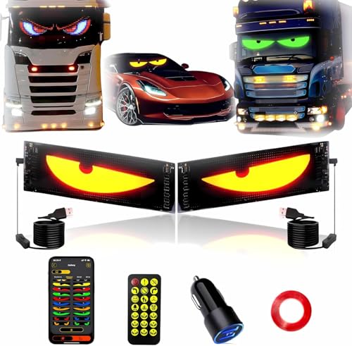 DouMmantn 2PCS Devil Eyes Light for Windshield :Programmable Led Sign,USB Digital Lighting Display,23.6 x 4.7inch Car Lights Led Eyes for Car Windshield Eyes Animated for Cars/Trucks/SUV