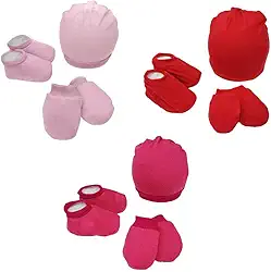 2 Kit Maternidade Menina Touca Luva Meia Bebe para Enxoval Recem Nascido Gorro Infantil para Inverno