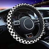 Da66jj Steering Wheel Covers for Car, Black White Race Checkered Flag Car Steering Wheel Cover for Women & Girls & Men, Universal 15 Inches Car Accessories